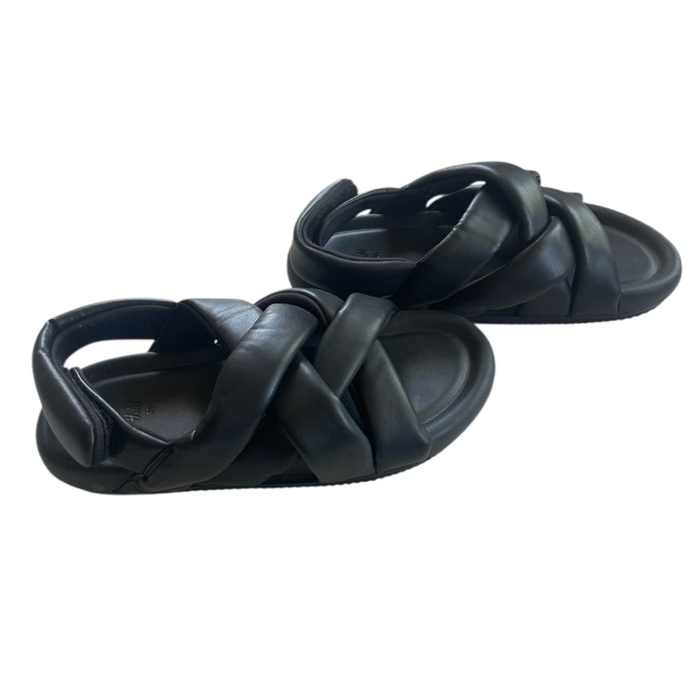 H&M Black Women's Chunky Leather Cross Strap Sandals US  9‎  UK 40 - Picture 6 of 10